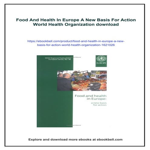 Food And Health In Europe A New Basis For Action World Health ...