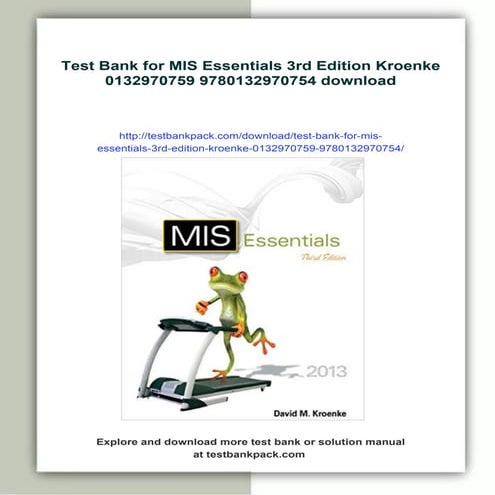 Test Bank for MIS Essentials 3rd Edition Kroenke 0132970759 9780132970754