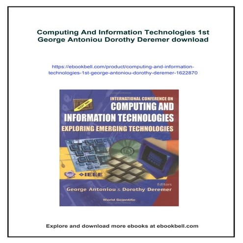 Computing And Information Technologies 1st George Antoniou Dorothy Deremer