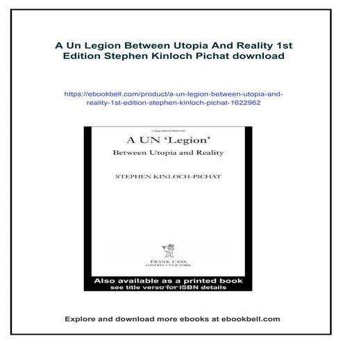 A Un Legion Between Utopia And Reality 1st Edition Stephen Kinloch Pichat