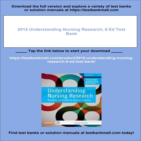 2015 Understanding Nursing Research, 6 Ed Test Bank | PDF