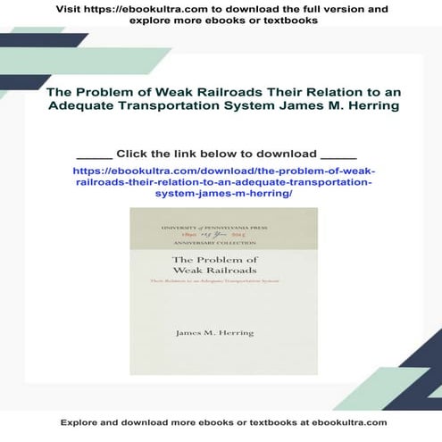 The Problem of Weak Railroads Their Relation to an Adequate ...
