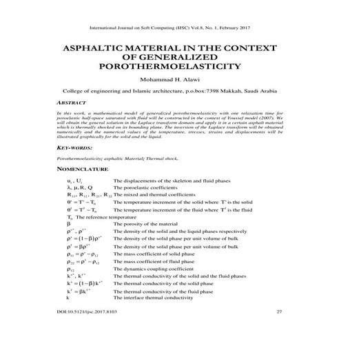 ASPHALTIC MATERIAL IN THE CONTEXT OF GENERALIZED POROTHERMOELASTICITY