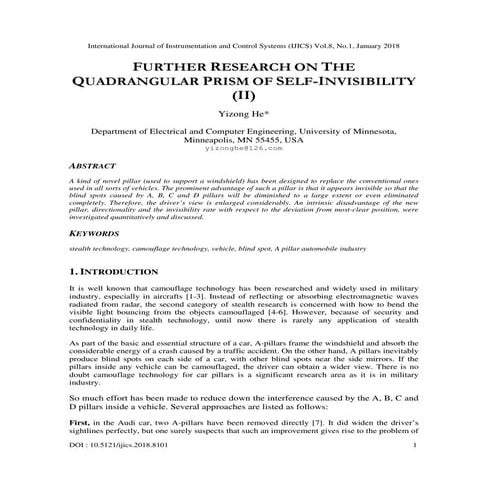 FURTHER RESEARCH ON THE QUADRANGULAR PRISM OF SELF-INVISIBILITY (II) | PDF