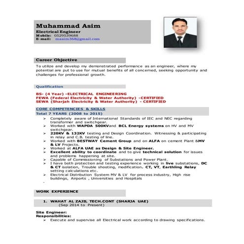 B.tech electrical engineer cv | DOC
