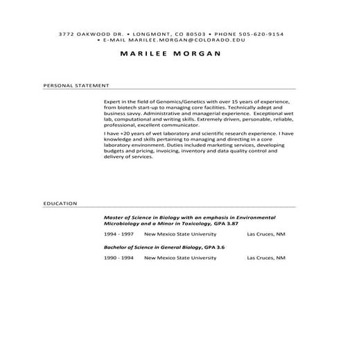 Resume_Marilee Morgan_2016