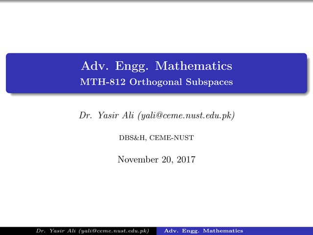 Orthogonal Vector Spaces 