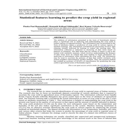Statistical features learning to predict the crop yield in regional  areas