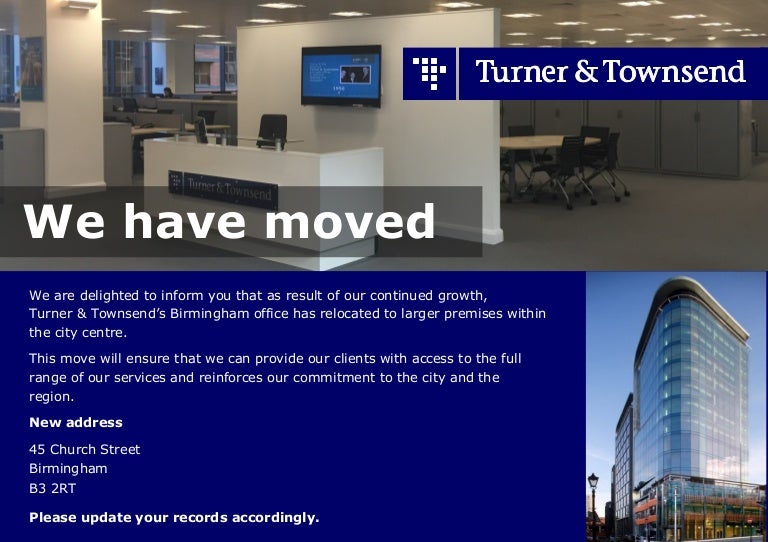 Turner & Townsend moving office