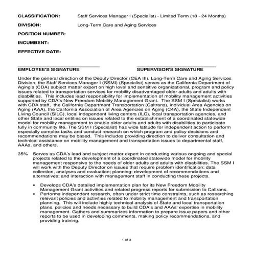 CA Aging transpo specialist full job descrip