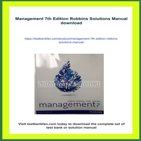 Management 7th Edition Robbins Solutions Manual