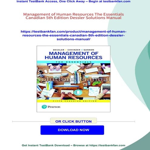 Management of Human Resources The Essentials Canadian 5th Edition ...