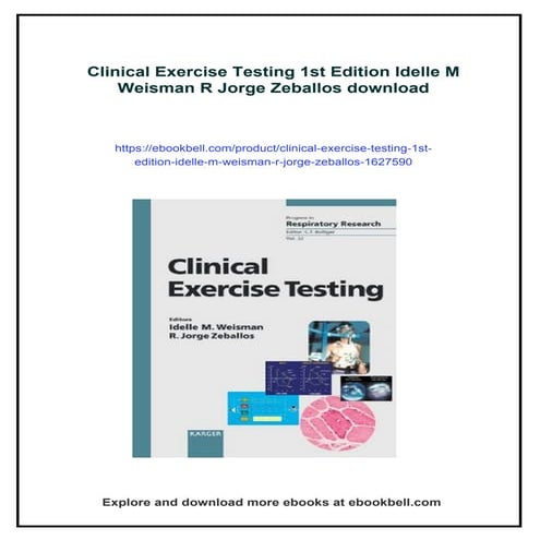 Clinical Exercise Testing 1st Edition Idelle M Weisman R Jorge Zeballos ...