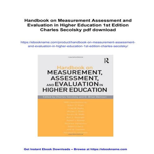 Handbook on Measurement Assessment and Evaluation in Higher Education ...