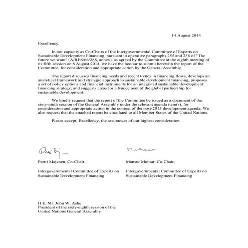 Final report Co-Chairs of the Intergovernmental Committee of Experts on ...