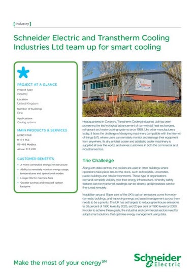 Transtherm Partner with Schneider for Smart Cooling - 05-2105