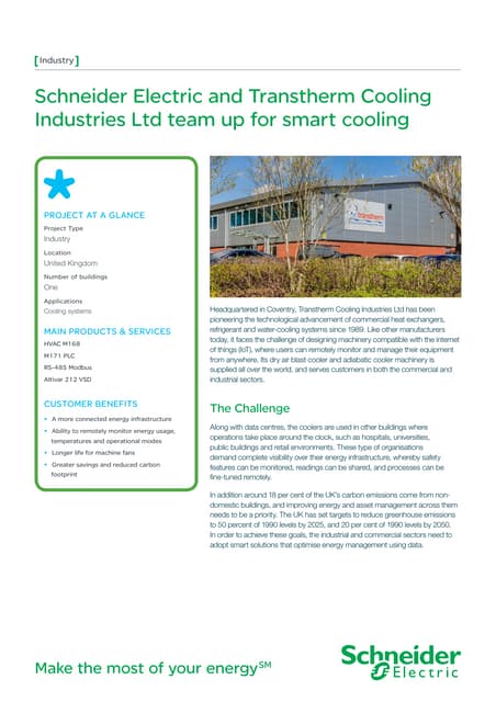 Transtherm Partner with Schneider for Smart Cooling - 05-2105