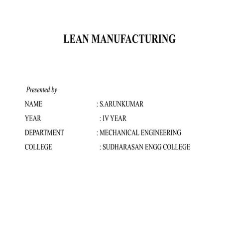 LEAN MANUFACTURING