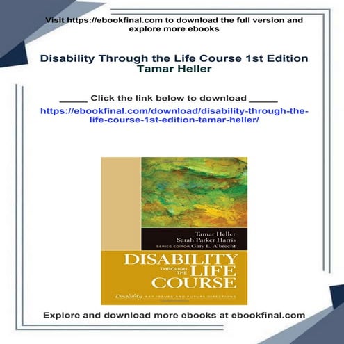 Disability Through the Life Course 1st Edition Tamar Heller