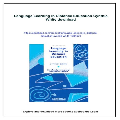 Language Learning In Distance Education Cynthia White