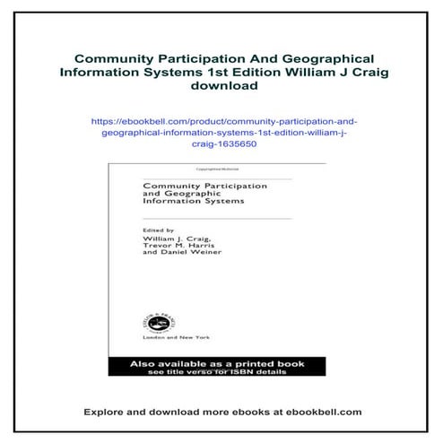 Community Participation And Geographical Information Systems 1st Edition Will...