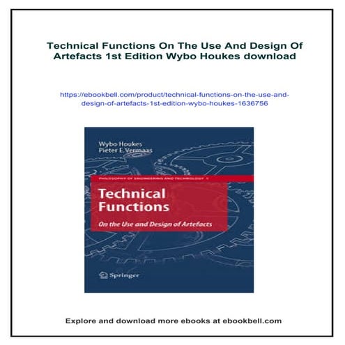 Technical Functions On The Use And Design Of Artefacts 1st Edition Wybo ...