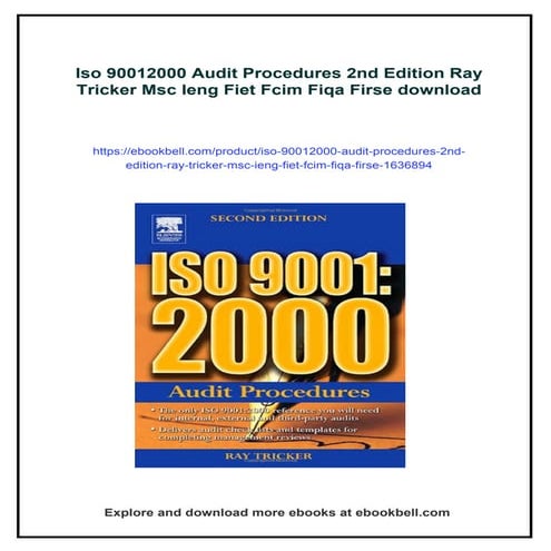 Iso 90012000 Audit Procedures 2nd Edition Ray Tricker Msc Ieng Fiet Fcim Fiqa Firse