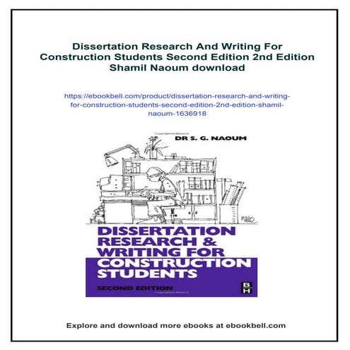 Dissertation Research And Writing For Construction Students Second Edition 2nd Edition Shamil Naoum