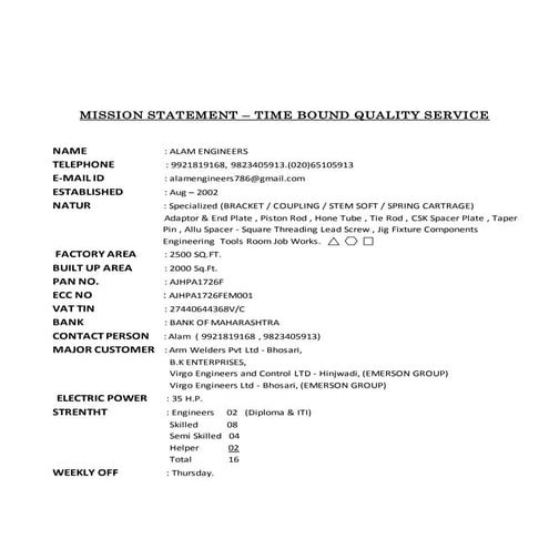 MISSION STATMENT 2015