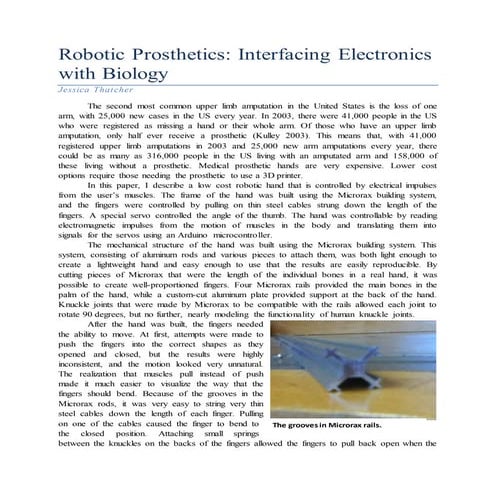 Robotic Prosthetics - Interfacing Electronics with Biology