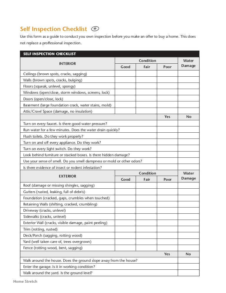 self inspection checklist inspections checklist