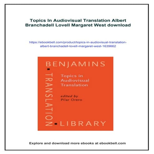 Topics In Audiovisual Translation Albert Branchadell Lovell Margaret West