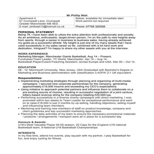 Mr PEW CV 14122014 single page