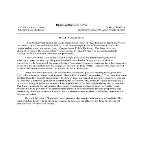 Dickson_Davis_Deborah_Sample_Writing_Memorandum_Rule_404b_Pardons_060716