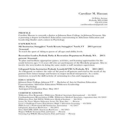 Outdoor Resume pdf | PDF