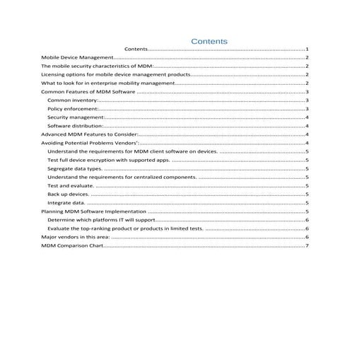 Mobile Device Management - Product Study