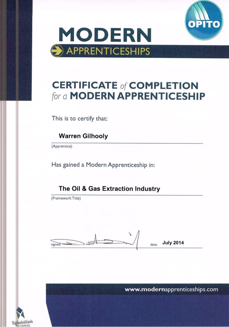 Apprenticeship Cert