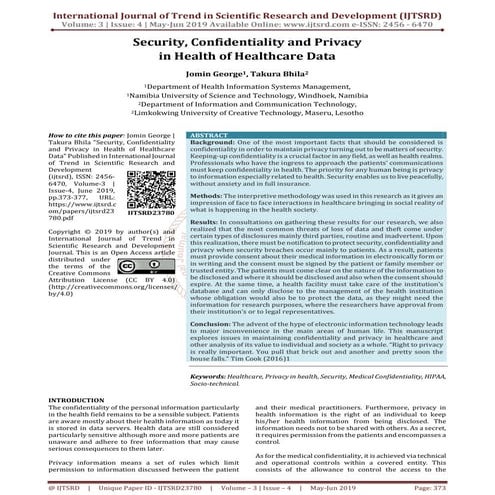 Security, Confidentiality and Privacy in Health of Healthcare Data | PDF