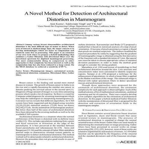 Architectural Distortion in mammograms Seminar | PDF