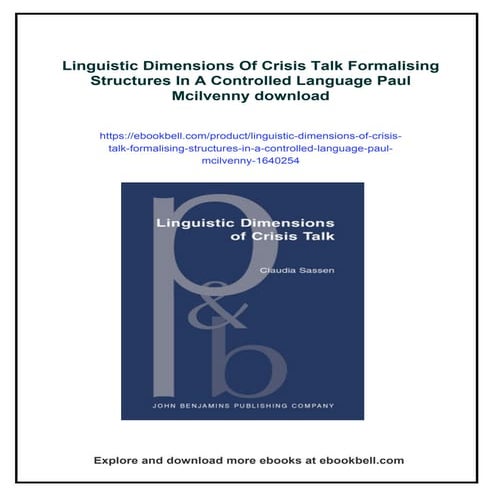 Linguistic Dimensions Of Crisis Talk Formalising Structures In A ...