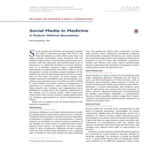 Social Media in Medicine: A Podium Without Boundaries
