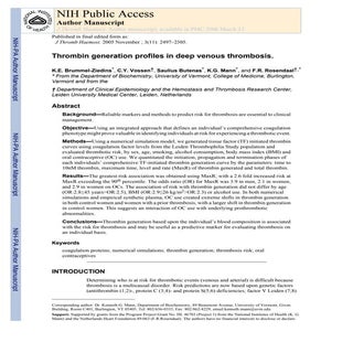 Thrombin generation profiles in dee...