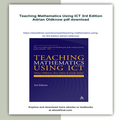 Teaching Mathematics Using ICT 3rd Edition Adrian Oldknow | PDF
