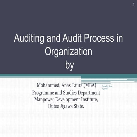Auditing and Audit Process in Organization