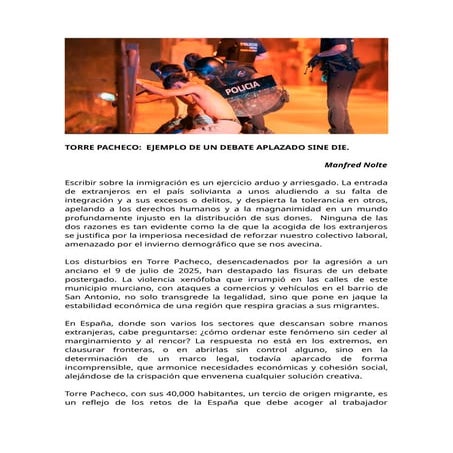 TORRE PACHECO: EJEMPLO DE UN DEBATE APLAZADO SINE DIE.