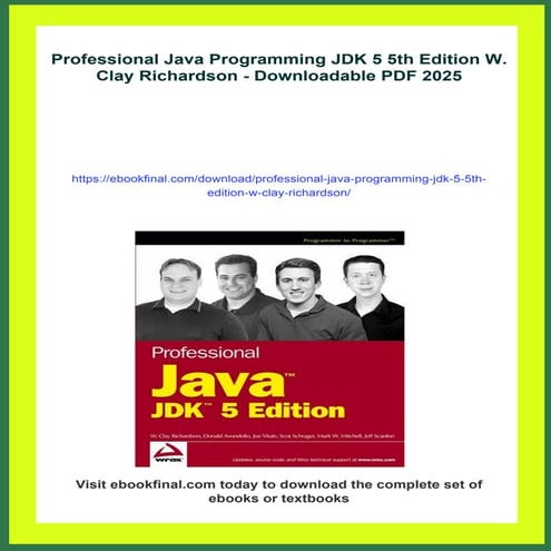 Professional Java Programming JDK 5 5th Edition W. Clay Richardson | PDF