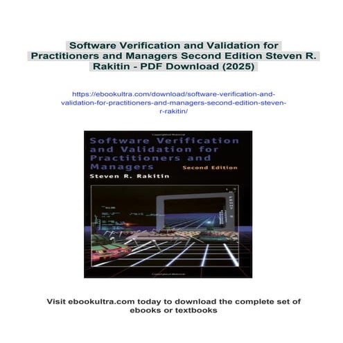 Software Verification and Validation for Practitioners and Managers Second Ed...