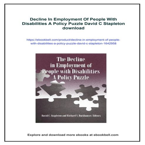 Decline In Employment Of People With Disabilities A Policy Puzzle David ...