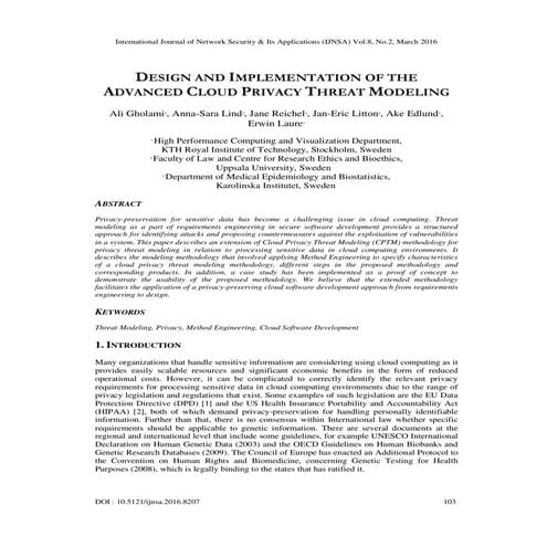 DESIGN AND IMPLEMENTATION OF THE ADVANCED CLOUD PRIVACY THREAT MODELING ...