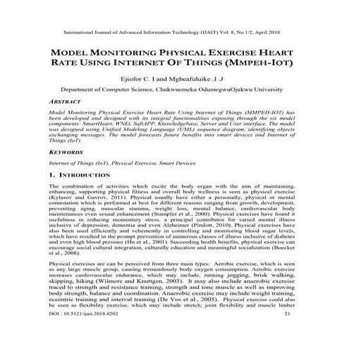 MODEL MONITORING PHYSICAL EXERCISE HEART RATE USING INTERNET OF THINGS ...
